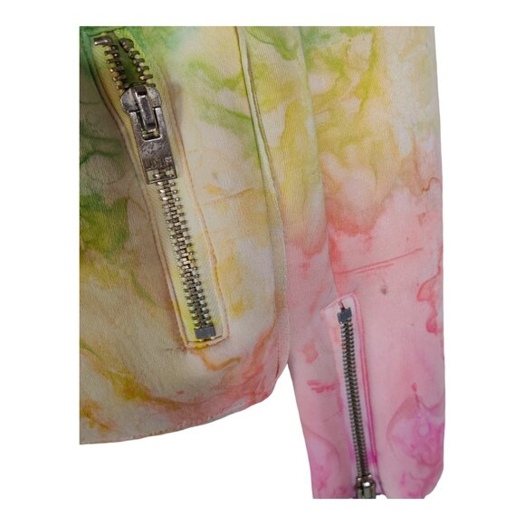 *RARE* UNIF I-Dye Tie Dye Moto Jacket Pastel Rainbow Multicolor - Picture 8 of 15
